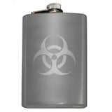 -Engraved 8oz Top Shelf Stainless Steel Pocket / Hip Flask with easy closure screw cap lid. Measures 5.5" tall and 3.75" wide and holds eight shots.Choice of just the flask, flask &amp; stainless steel funnel or with gift box containing stainless steel funnel and shot glasses. This item is fully customizable. For basic customizati-