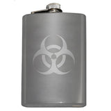 -Engraved 8oz Top Shelf Stainless Steel Pocket / Hip Flask with easy closure screw cap lid. Measures 5.5" tall and 3.75" wide and holds eight shots.Choice of just the flask, flask &amp; stainless steel funnel or with gift box containing stainless steel funnel and shot glasses. This item is fully customizable. For basic customizati-
