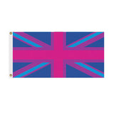 UK Bisexual Pride Flag LGBTQ LGBTQIA LGBTQX Bi Equality Union Jack-High quality, professionally made polyester Pride flag, single or double sided, grommets or pocket. 2x1/1x2ft,3x2/2x3ft,3x5/5x3ft Customizable by request. Bisexual Bi LGBT GLBT LGBTQ LGBTQIA LGBTQX Rights Equality Protest March Parade Festival Banner. UK United Kingdom Union Jack England Ireland Scotland Wales British -2 ft x 1 ft-Standard-Grommets-706547492376