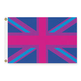 UK Bisexual Pride Flag LGBTQ LGBTQIA LGBTQX Bi Equality Union Jack-High quality, professionally made polyester Pride flag, single or double sided, grommets or pocket. 2x1/1x2ft,3x2/2x3ft,3x5/5x3ft Customizable by request. Bisexual Bi LGBT GLBT LGBTQ LGBTQIA LGBTQX Rights Equality Protest March Parade Festival Banner. UK United Kingdom Union Jack England Ireland Scotland Wales British -3 ft x 2 ft-Standard-Grommets-706547492376