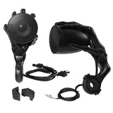 Pair of 3in BOSS Black PHANTOM 800 Bluetooth Motorcycle/ATV Speakers-BOSS Black PHANTOM800 Speakers w/Built-In 600W Amplifier. One Pair of full-range weatherproof Motorcycle/ATV speakers with custom tooled skeletal hand, Bluetooth Audio and 3.5mm Aux input. 12V DC. Genuine product. New with handlebar mounts and wireless remote. Shipped from USA. Gothic Rock Skeleton Heavy Metal Biker-791489126038