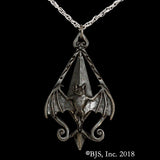 Bram Stoker™ Dracula's Vampire Bat Necklace, Sterling or Bronze-Dracula's Vampire Bat Pendant, inspired by Bram Stoker's gothic horror classic. Design inspired by the Art Nouveau movement sweeping London during the era when Dracula was courting Mina. Officially licensed Dracula jewelry with Bram Stoker, LLC. Skillfully crafted in choice of sterling silver or bronze. New with COA.-Dark Bronze-24" Stainless Steel-