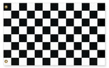 Black and White Checkered Flag - Classic Racing Checked Pattern Banner-High quality, professionally printed custom polyester banner pole flag. Single or double sided with either grommets or pole pocket. 2x1 / 1x2 ft, 3x2 / 2x3 ft, 3x5 / 5x3 ft or custom size. Fully customizable on request. Classic black and white checkered racing pattern motorsports flag inexpensive professional quality.-5 ft x 3 ft-Standard-Grommets-