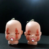 -Uniquely creepy vintage style babydoll head earrings. Free Shipping Worldwide. These ship from abroad and typically arrive in about 2 weeks. Funny weird emo goth gothic harajuku punk baby doll head drop / dangle earrings. -Red-