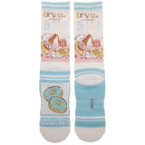 Bananya Sublimated Crew Socks, Official Licensed Crunchyroll Cat Socks-High quality crew socks with a colorful AOP featuring Bananya and Mike Bananya playing with ketchup and jam, donuts and stripes. Must have kawaii accessories for those who love Bananya and the Curious Bunch of banana cats! Officially licensed Crunchyroll anime apparel. -MULTI-OS-190371584916