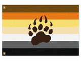 LGBTQ BEAR PRIDE FLAG Gay GLBT LGBTQ Brown Striped with or without Paw-High quality, professionally printed polyester flag in your choice of size and style, single or double-sided with blackout layer, grommets or pole pocket / sleeve. 2x1ft / 1x2ft, 3x2ft / 2x3ft, 5x3ft / 3x5ft, custom. Gay Bear Pride Flag, Brown striped with or without paw print. Cub Otter LGBT LGBT LGBTQ LGBTQIA LGBTQX-3 ft x 2 ft-Standard with Paw-Grommets-