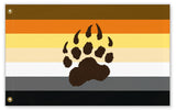 LGBTQ BEAR PRIDE FLAG Gay GLBT LGBTQ Brown Striped with or without Paw-High quality, professionally printed polyester flag in your choice of size and style, single or double-sided with blackout layer, grommets or pole pocket / sleeve. 2x1ft / 1x2ft, 3x2ft / 2x3ft, 5x3ft / 3x5ft, custom. Gay Bear Pride Flag, Brown striped with or without paw print. Cub Otter LGBT LGBT LGBTQ LGBTQIA LGBTQX-5 ft x 3 ft-Standard with Paw-Grommets-