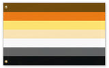 LGBTQ BEAR PRIDE FLAG Gay GLBT LGBTQ Brown Striped with or without Paw-High quality, professionally printed polyester flag in your choice of size and style, single or double-sided with blackout layer, grommets or pole pocket / sleeve. 2x1ft / 1x2ft, 3x2ft / 2x3ft, 5x3ft / 3x5ft, custom. Gay Bear Pride Flag, Brown striped with or without paw print. Cub Otter LGBT LGBT LGBTQ LGBTQIA LGBTQX-5 ft x 3 ft-Standard, No Paw-Grommets-