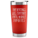 -Quality 20oz vacuum-sealed double-wall steel tumbler with impact resistant plastic lid. Keeps drinks hot or cold up to 18 hours! Matte finish with permanently engraved design. Made-to-order, ships from the USA.

insulated travel cup funny motivational demotivational mis-management quote saying meme classic pirates -Red-Single Side-