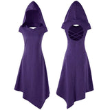 Bel Epoque Long Hooded Open Back Pagan Gothic Witch Dress Halloween-Soft and comfortable cotton blend Bel Epoque hooded, open back witch's dress. A sexy gothic fashion dress for all seasons. See size chart in images. Free Shipping Worldwide. This dress ships promptly from abroad and typically arrives in about 2 weeks.-