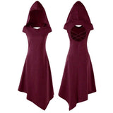 Bel Epoque Long Hooded Open Back Pagan Gothic Witch Dress Halloween-Soft and comfortable cotton blend Bel Epoque hooded, open back witch's dress. A sexy gothic fashion dress for all seasons. See size chart in images. Free Shipping Worldwide. This dress ships promptly from abroad and typically arrives in about 2 weeks.-