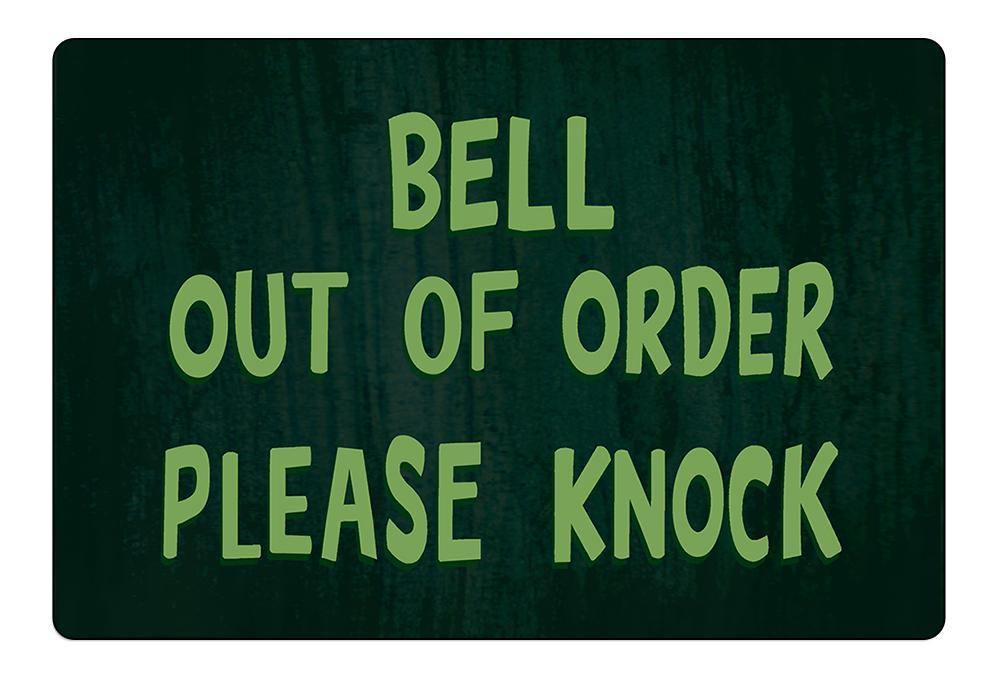 Wizard of Oz inspired Bell Out of Order Please Knock Doormat-Wizard of Oz inspired "Bell Out of Order - Please Knock" Doormat, High quality 23.6 x 15.7in (60x40cm) door / floor mat. Indoor / outdoor. Professionally printed, durable & colorfast non-woven polyester fiber top with non-slip rubber bottom. Free Shipping Worldwide. Made-to-order, typically ships in 3-5 business days.-