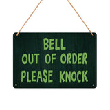 Bell Out of Order Please Knock Metal Sign, Wizard of Oz Inspired-There may be no place like home... but that doesn't mean you can't keep a little piece of Oz close at hand. Rust and fade resistant, fantasy inspired 8x12 inch metal sign. Free Shipping Worldwide. This item is made-to-order, usually ships within 2-3 business days and averages 1-2 weeks for delivery.-