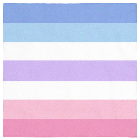 BIGENDER Pride Bandana Updated Anti-TERF LGBTQIA Pink Blue Striped-Polyester jersey knit 24 inch square bandana, kerchief, handkerchief, hanky, neckerchief, do-rag, facemask, headscarf, babushka, hankey. GLBT LGBT LGBTQ LGBTQIA LGBTQX LGBTQ Bi-Gender Bigender Nonbinary Non-Binary Enby Pride striped bandanas. Genderfluid non null dual trans transgender gender identity equality rights..-Horizontal Stripes-