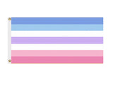 Bigender Pride Flag, Updated Bi-Gender Nonbinary LGBTQ LGBTQX LGBTQIA -High quality, professionally printed polyester Pride banner pole flag in your choice of size and style - single or double sided with either grommets or pole pocket. 2x1 / 1x2 ft, 3x2 / 2x3 ft, 3x5 / 5x3 ft or custom size by request. LGBT LGBTQ LGBTQIA LGBTQX Anti-Terf Gender Identity Rights Equality. Resist United.-2 ft x 1 ft-Standard-Grommets-