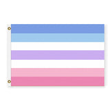 Bigender Pride Flag, Updated Bi-Gender Nonbinary LGBTQ LGBTQX LGBTQIA -High quality, professionally printed polyester Pride banner pole flag in your choice of size and style - single or double sided with either grommets or pole pocket. 2x1 / 1x2 ft, 3x2 / 2x3 ft, 3x5 / 5x3 ft or custom size by request. LGBT LGBTQ LGBTQIA LGBTQX Anti-Terf Gender Identity Rights Equality. Resist United.-3 ft x 2 ft-Standard-Grommets-