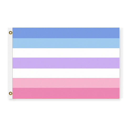 Bigender Pride Flag, Updated Bi-Gender Nonbinary LGBTQ LGBTQX LGBTQIA -High quality, professionally printed polyester Pride banner pole flag in your choice of size and style - single or double sided with either grommets or pole pocket. 2x1 / 1x2 ft, 3x2 / 2x3 ft, 3x5 / 5x3 ft or custom size by request. LGBT LGBTQ LGBTQIA LGBTQX Anti-Terf Gender Identity Rights Equality. Resist United.-3 ft x 2 ft-Standard-Grommets-