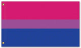 -High quality, professionally printed polyester Pride banner pole flag in your choice of size and style - single or double sided with either grommets or pole pocket. 2x1 / 1x2 ft, 3x2 / 2x3 ft, 3x5 / 5x3 ft or custom. Fully customizable. LGBT LGBTQ LGBTQIA LGBTQX Sexuality Bi Bisexuality Rights Equality. Resist United.-5 ft x 3 ft-