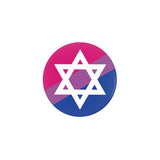Bisexual Jewish Pride Pinback Buttons LGBTQIA Intersectional Pride Pin-High quality scratch and UV resistant mylar & metal pinback button. 1.25, 2.25 or 3 inches. Custom Bi Jew LGBTQ LGBTQIA LGBTQX Intersectional Bisexual Jewish Pride Badge - Flag Stripes - Visibility, Representation, Equality-1.25 inch Round Button-