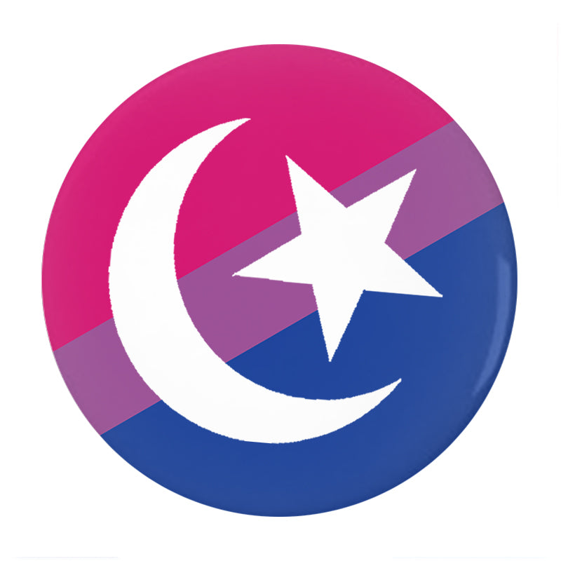 Bisexual Muslim Pride Buttons LGBTQ LGBTQX LGBTQIA Intersectional Pin-High quality scratch and UV resistant mylar & metal pinback button. 1.25, 2.25 or 3 inches. Custom made Bisexual Muslim LGBTQ LGBTQIA LGBTQX Intersectional Bi Pride Pin - Visibility, Representation, Equality-2.25 inch Round Button-