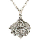 Bitch Planet BORN BIG Pendant Necklace - Sterling Silver, Bronze or Brass-A celebration of size & attitude. The pendant features Penny Rolle's tattoo of two rearing elephants flanking the words "BORN BIG" with "Bold, Beautiful and BAAAAAAD" on the reverse. Officially licensed. Made in the USA. Image Comics Kelly Sue DeConnick Valentine DeLandro Feminist LGBTQ LGBTQIA Pride Body Positivity-Necklace-Sterling Silver-