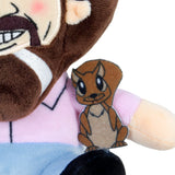 Bob Ross with Peapod the Squirrel Phunny Plush, Officially Licensed-Add the joy of painting to your life with the new Bob Ross Phunny plush! An icon of instructional art, this soft figure Bob Ross sits 8in tall with pink shirt, artist pallet, paintbrush, and his little friend, Peapod the squirrel. Officially licensed. Fluffy clouds and happy little trees meme painter memes artist gift.-883975157661