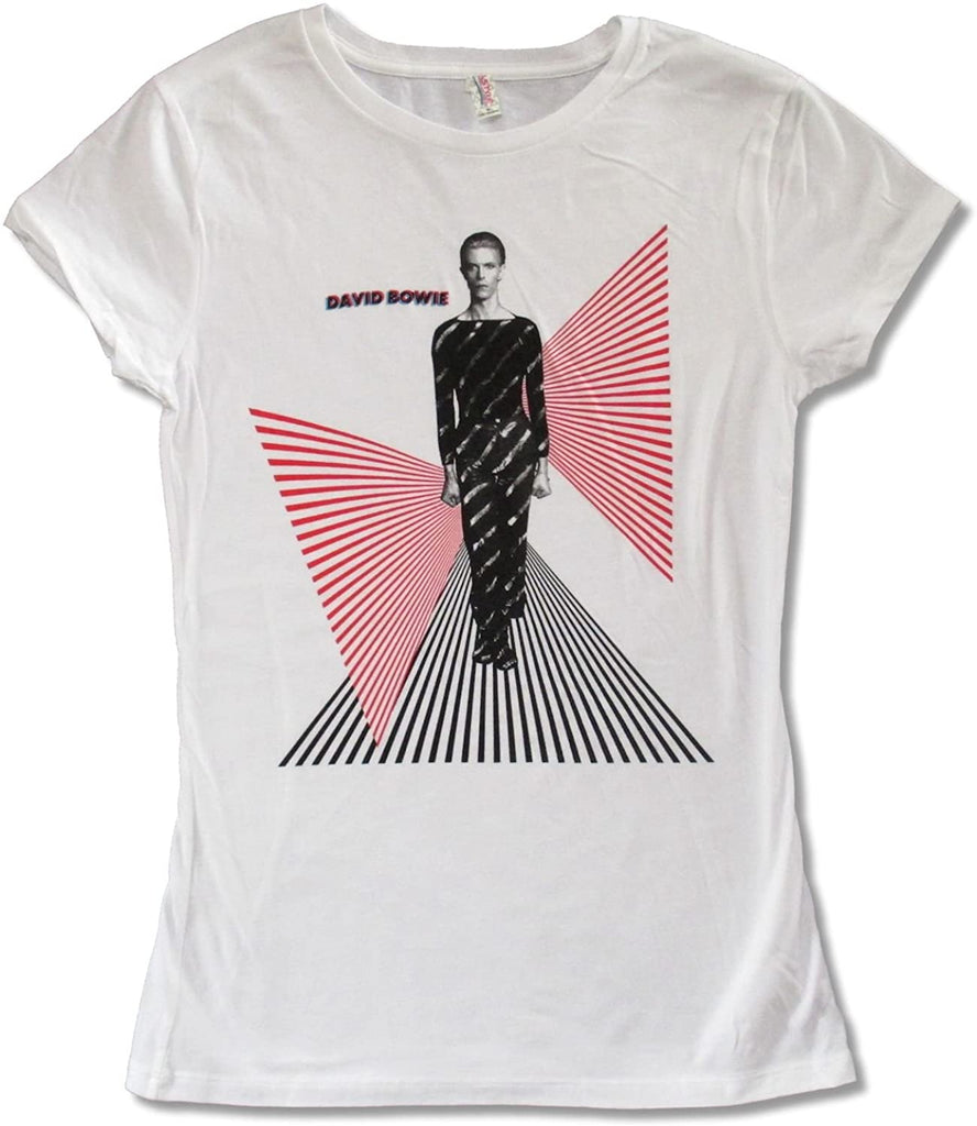 David Bowie Perspective Juniors Babydoll Tee, Officially Licensed -White-XL-841393152248