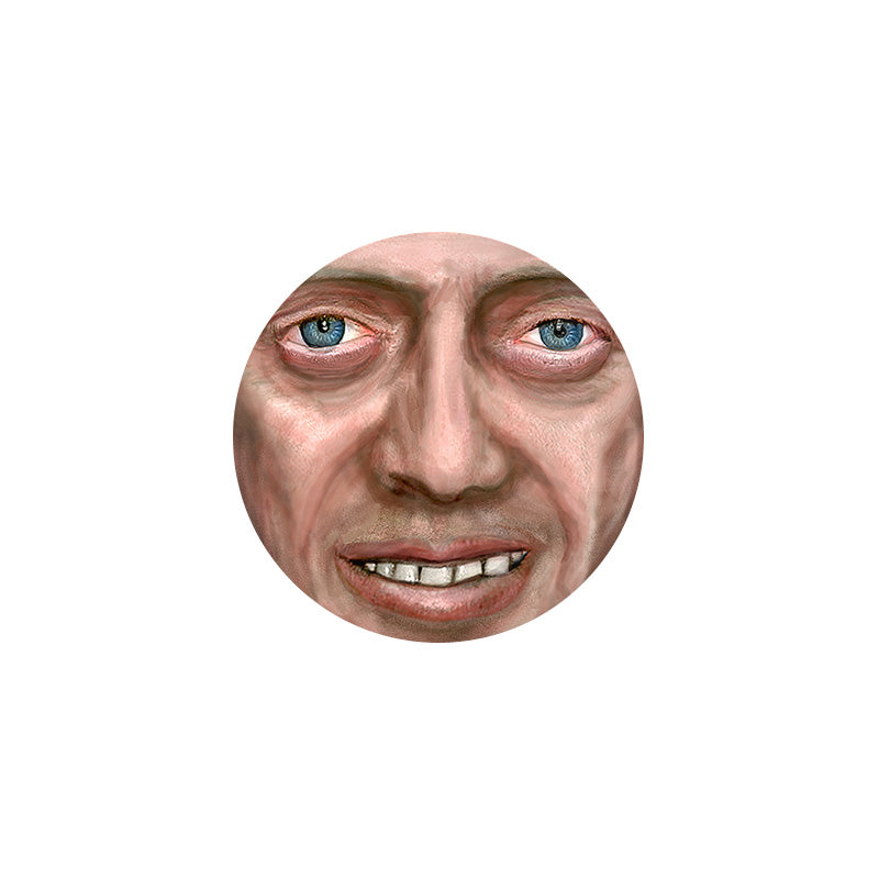 Funny Bug-Eyed Distorted Emoji Meme Pinback Button - 1.5