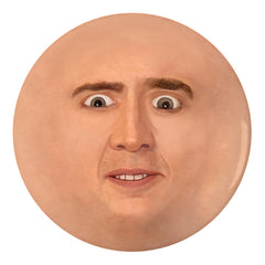 Creepy Cage Face Pinback Buttons - Funny Weird Cage Face-Off Meme Pin-High quality scratch and UV resistant mylar and metal pinback badge. 1.25, 2.25 or 3 inches. Ships in 3-5 business days from within the US. -3 inch Round Button-