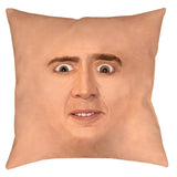 -Surreal Creepy Cage Face Throw Pillow - Double-sided, square pillow or pillowcase in either spun polyester or synthetic suede finish. Funny weirdest of the weird meme gift, ideal for unique or bizarre gift exchanges or housewarming. His disturbing gaze is sure to elicit WTF. Careful not laugh your faces off!-