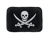 -Super soft microfiber topped polyester bath mat with non-slip rubber bottom. High quaity materials, colorfast and fade resistant image. This item is made to order, shipped from the USA.

Funny bathroom pirates calico jack pirate insignia skull and cutlass flag bathmat bathroom floor decor boat beach absorbent nonslip-24x17 inch-