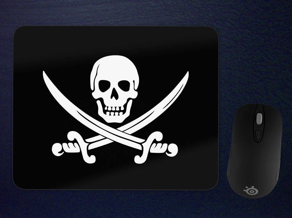 Calico Jack Mousepad, Pirate Jolly Roger Skull & Cutlasses Flag Symbol-7.75x9.25 inch-