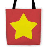 -High quality, woven polyester tote bag in your choice of retro colors with large yellow cartoon star on both sides. Durable and machine washable. Great for kids or anyone who appreciates a bit of classic whimsy. A fun and punky carryall accessory. This item is made-to-order and typically ships in 3-5 business days.-13 inches-Retro Red-796752936741