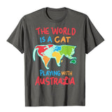 -Soft and comfortable mens/unisex shirt with high quality print. Solid colors are 100% premium cotton, heather colors are 10% polyester. Free shipping from abroad with average delivery to the USA in 2-3 weeks.

Funny world global geography globe map graphic t-shirt continental humor cat lover gift-Dark Grey-XS-