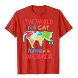 -Soft and comfortable mens/unisex shirt with high quality print. Solid colors are 100% premium cotton, heather colors are 10% polyester. Free shipping from abroad with average delivery to the USA in 2-3 weeks.

Funny world global geography globe map graphic t-shirt continental humor cat lover gift-Red-XL-