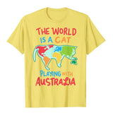 -Soft and comfortable mens/unisex shirt with high quality print. Solid colors are 100% premium cotton, heather colors are 10% polyester. Free shipping from abroad with average delivery to the USA in 2-3 weeks.

Funny world global geography globe map graphic t-shirt continental humor cat lover gift-Yellow-XS-