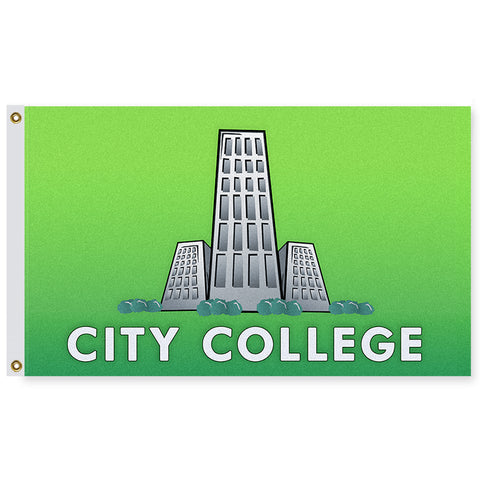 Greendale CC Rival CITY COLLEGE Flag, Paintball Cosplay Prop Replica-High quality, professionally printed custom polyester banner pole flag. Single or double sided with either grommets or pole pocket. 2x1 / 1x2 ft, 3x2 / 2x3 ft, 3x5 / 5x3 ft or custom size. Fully customizable on request. Community college parody paintball rival flag tv meme greendale cosplay photo prop replica banner-5 ft x 3 ft-Standard-Grommets-