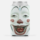 Clown Face Can Cooler Wrap Creepy Weird Retro Vintage Insulator Sleeve-High quality, reusable neoprene beverage insulator sleeve. Fits most standards 12 and 16oz cans or bottles and keeps beverages cold. Easy to clean and foldable for easy storage. Unique and funny if not a bit freaky, weird and creepy retro vintage circus Clown Face design. Makes a great gift or drink marker for parties. -