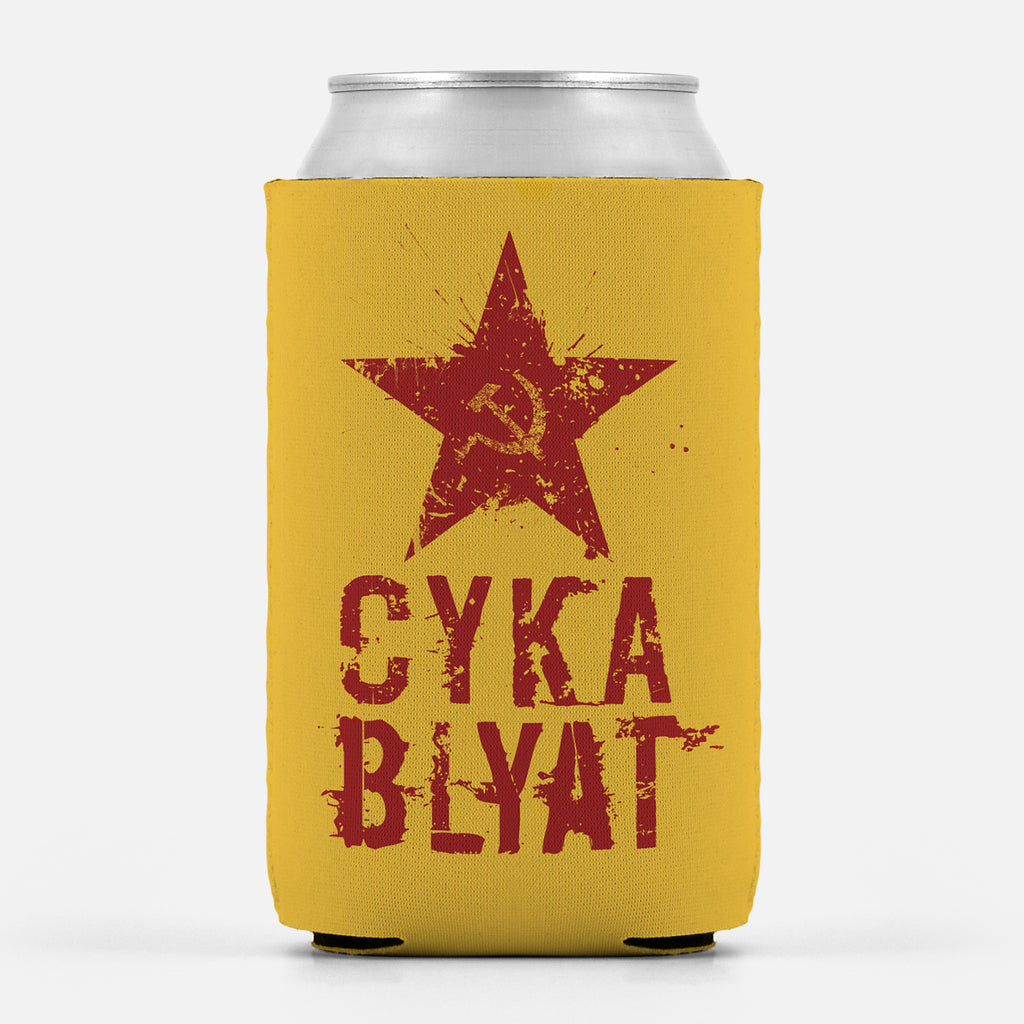 CYKA BLYAT Beverage Insulator, Funny Russian Gamer Meme Can Cooler-High quality, neoprene can cooler. Fits standard 12oz and 16 fl oz cans. Classic Russian gamer Cyka Blyat saying quote meme. Bottle / can insulating cooling wrap keeps beer or soda cold. Great gift for Ruskie gaming comrades. In Russia drinks know to stay cold. For the rest there are these useful insulator sleeves.-