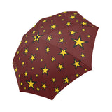 Wizard Star Pattern Automatic Umbrella, Compact Standard or Anti-UV-High quality compact automatic umbrella with automatic open and close system. Sturdy and well constructed. Standard or heavy duty anti-UV versions available. Waterproof polyester pongee with colorfast and fade resistant design. Unique retro vintage magic tattoo fortune teller cartoon wizard star design.-Mahogany-Standard-