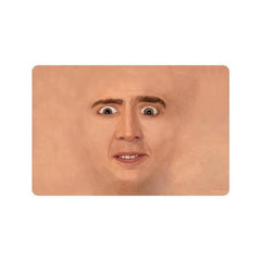 Creepy Cage Face Doormat - Funny Weird Face Off Nic Meme Door Mat Gift-High quality 23.6 x 15.7in (60x40cm) doormat / floor mat. Professionally printed, durable & colorfast non-woven polyester fiber top, non-slip bottom. Indoor / outdoor use. Free Shipping Worldwide. Funny weird Creepy Cage Face bizarre door mat. Weirdest housewarming nic face off meme gift. Original, unique, best quality-