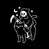 Death Rides A Cat Graphic Tee, Kowai Grim Reaper Shirt Pastel Goth-Black-S-