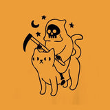 Death Rides A Cat Graphic Tee, Kowai Grim Reaper Shirt Pastel Goth-Gold-S-