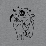 Death Rides A Cat Graphic Tee, Kowai Grim Reaper Shirt Pastel Goth-Gray-M-