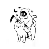 Death Rides A Cat Graphic Tee, Kowai Grim Reaper Shirt Pastel Goth-White-S-