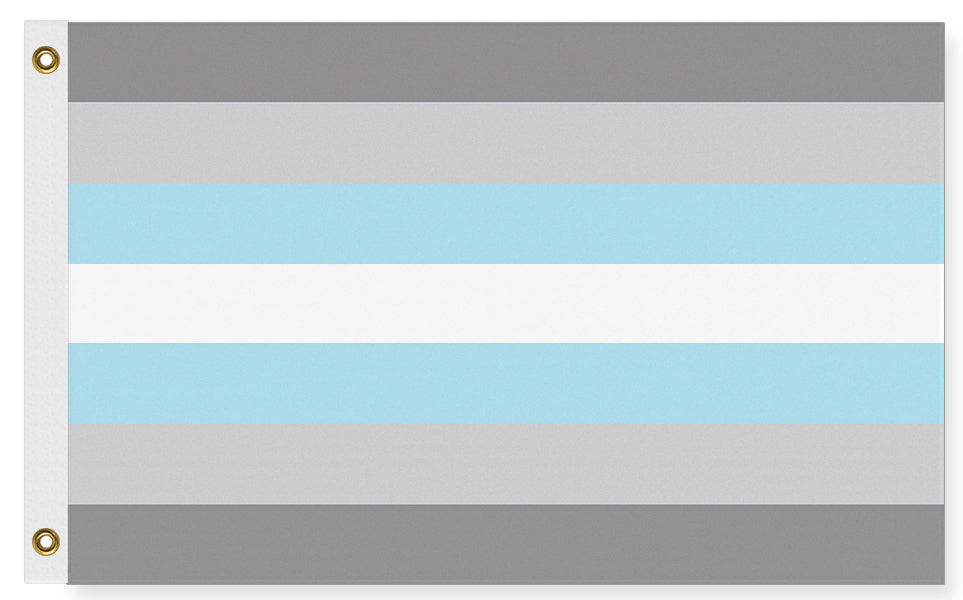Demiboy Pride Flag - Demigender LGBTQIA / LGBTQX Gender Identity Pride-High quality, professionally made polyester Pride banner pole flag in choice of size with double stitched seams, single or double sided with either grommets or pole pocket. 2x1/1x2ft, 3x2/2x3ft, 3x5/5x3ft, custom by request. LGBTQ LGBTQIA queer rights equality Agender Nonbinary. Genderqueer Demi Boy Resist United-5 ft x 3 ft-Standard-Grommets-