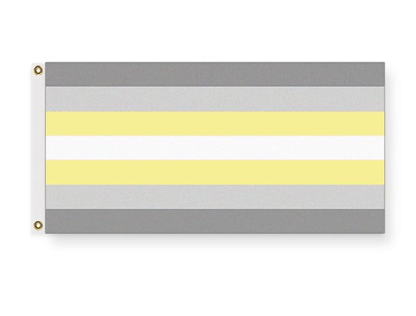 Demigender Pride Flag - Demiboy Demigirl LGBTQIA Gender Identity Pride-High quality, professionally made polyester Pride banner pole flag in choice of size with double stitched seams, single or double sided with either grommets or pole pocket. 2x1/1x2ft, 3x2/2x3ft, 3x5/5x3ft, custom by request. LGBTQ LGBTQIA LGBTQX Rights Equality Agender Nonbinary. Genderqueer Demi Gender Resist United-5 ft x 3 ft-Standard-Grommets-