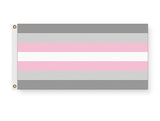 Demigirl Pride Flag - Demigender LGBTQIA/LGBTQX Gender Identity Pride-High quality, professionally made polyester Pride banner pole flag in choice of size with double stitched seams, single or double sided with either grommets or pole pocket. 2x1/1x2ft, 3x2/2x3ft, 3x5/5x3ft, custom by request. LGBTQ LGBTQIA queer rights equality Agender Nonbinary. Genderqueer Demi Girl Resist United-2 ft x 1 ft-Standard-Grommets-