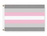 Demigirl Pride Flag - Demigender LGBTQIA/LGBTQX Gender Identity Pride-High quality, professionally made polyester Pride banner pole flag in choice of size with double stitched seams, single or double sided with either grommets or pole pocket. 2x1/1x2ft, 3x2/2x3ft, 3x5/5x3ft, custom by request. LGBTQ LGBTQIA queer rights equality Agender Nonbinary. Genderqueer Demi Girl Resist United-3 ft x 2 ft-Standard-Grommets-