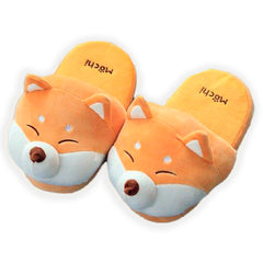 -Super cute women's plush smiling doge slippers. Free shipping from abroad. Typically arrives in about 2-3 weeks to the USA. Happy kawaii meme dog shiba inu sun doggie pembroke welsh corgi slides house shoes footwear bad pun doge puppy gift juniors unisex kids teens US sizes memes fun funny dogecoin orange tan-6 US-